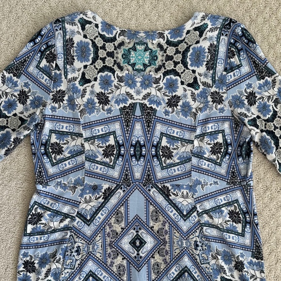 J. Jill Mosaic Floral Jersey Knit Shift Dress Med Stretchy Comfy Classic Casual - Picture 7 of 11